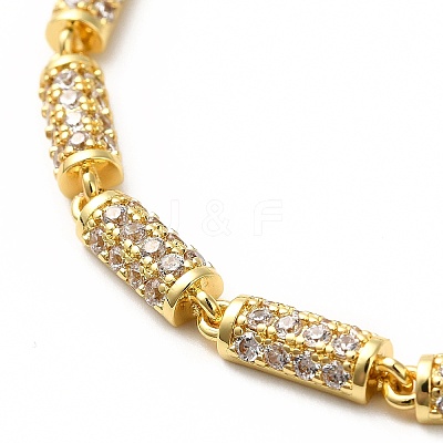 Clear Cubic Zirconia Column Link Chain Bracelet BJEW-E073-01G-1