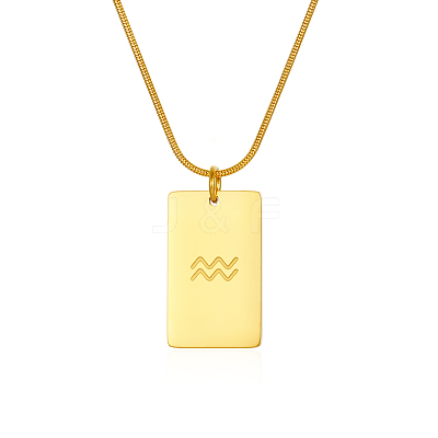 Stylish Stainless Steel 12 Zodiac Rectangle Pendant Necklaces for women GA2858-10-1