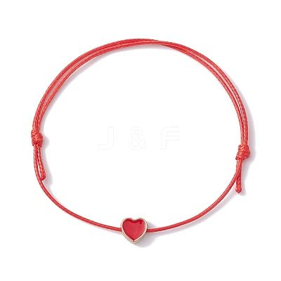 10Pcs Alloy Enamel Heart Braided Bead Bracelets Set BJEW-JB09740-01A-1