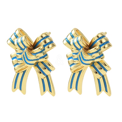 Bowknot Brass Stud Earrings EJEW-Z156-01G-1