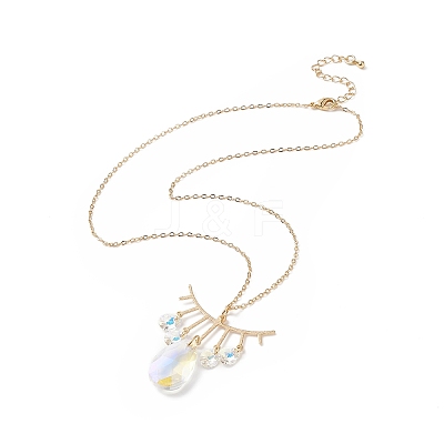 Teardrop Glass Pendant Necklace NJEW-JN04231-1