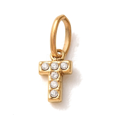 304 Stainless Steel Micro Pave Clear Cubic Zirconia Charms CU-CBA703A-02G-01-1
