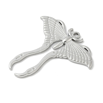 304 Stainless Steel Moth Pendants STAS-S186-08B-P-1