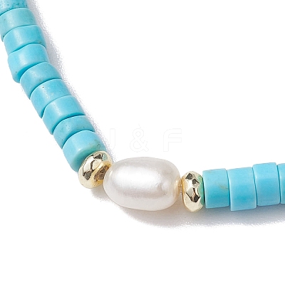 Natural Howlite and Pearl Beads Btacelets BJEW-JB10681-07-1