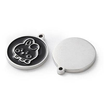 304 Stainless Steel Black Enamel Charms STAS-M102-17P-03-1