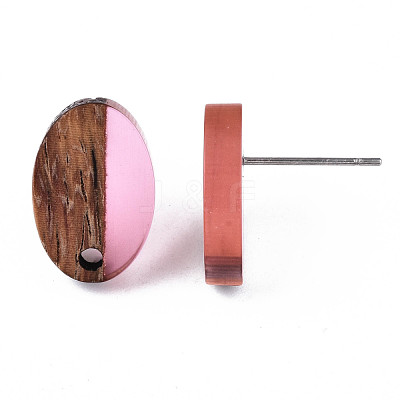 Resin & Walnut Wood Stud Earring Findings MAK-N032-004A-A04-1