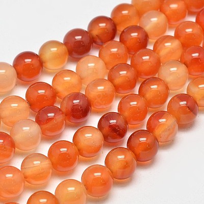 Round Natural Red Agate Bead Strands G-M257-8mm-26-1