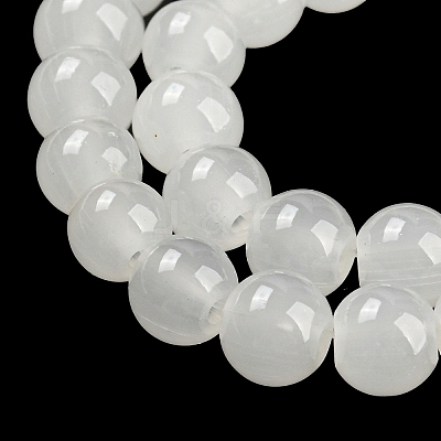 Baking Paint Imitation Jade Glass Round Bead Strands X-DGLA-Q021-6mm-01-1