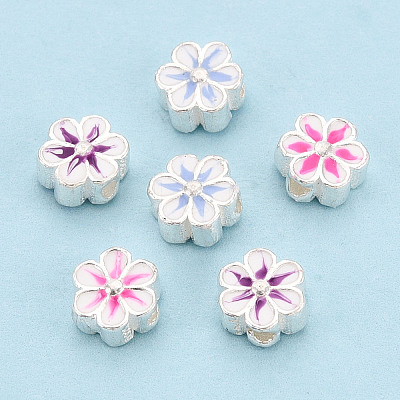 925 Sterling Silver Enamel Beads STER-T008-35M-1