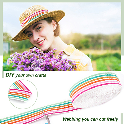 10 Yards Polycotton Striped Ribbon OCOR-WH0003-023-1