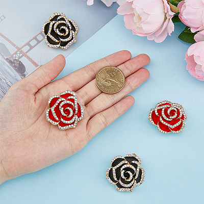 4Pcs 2 Colors Cryatal Rhinestone Flower Brooch Pin JEWB-HY0001-08-1