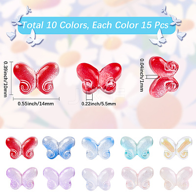 150Pcs 10 Colors Transparent Baking Paint Glass Beads GLAA-LT0001-03-1