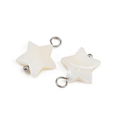 Natural Shell Star Pendants STAS-D378-35P-1