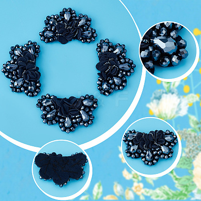 4Pcs Glass Rhinestone Sew on Ornament Accessories FIND-CP0001-09-1