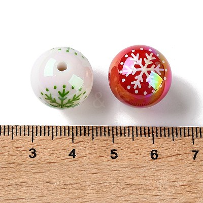 Christmas UV Plating Opaque Acrylic Beads AC-CBAA26B-16-1