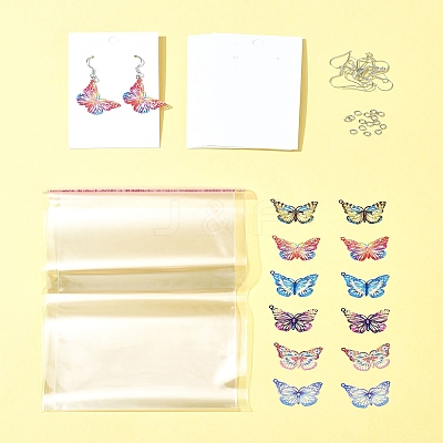 DIY Butterfly 430 Stainless Steel Etched Metal Embellishments Dangle Earring Jewelry Making Kits DIY-FS0007-46-1