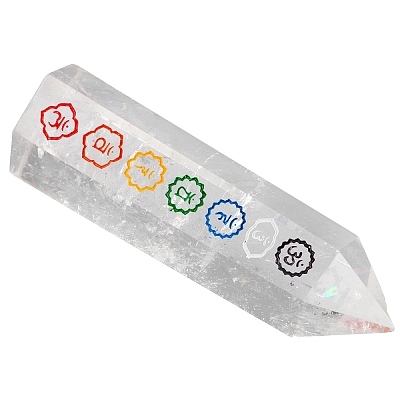 Chakras Natural Quartz Crystal Hexagonal Column Decoration PW-WG6E092-01-1