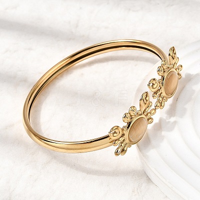 304 Stainless Steel Cat Eye Cuff Bangles BJEW-L719-02B-G-1