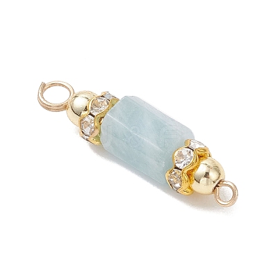 Natural Aquamarine with Electroplate Synthetic Non-magnetic Hematite Faceted Column Connector Charms PALLOY-JF04855-1