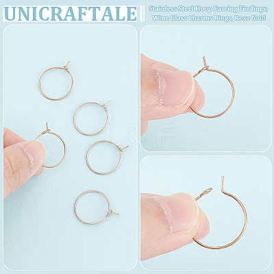 40Pcs 316L Surgical Stainless Steel Hoop Earring Findings STAS-UN0053-41RG-1