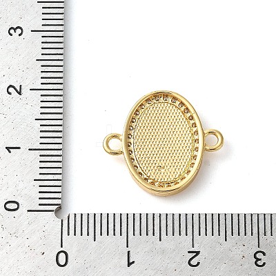 Rack Plating Brass Micro Pave Clear Cubic Zirconia Oval with Virgin Mary Links Connector Charms KK-K385-084G-1