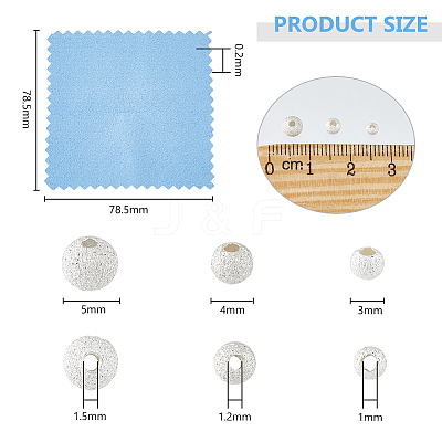 36Pcs 3 Size Round 925 Sterling Silver Textured Beads STER-DC0001-33-1
