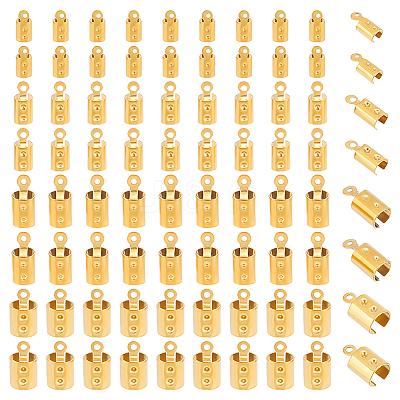 80Pcs 4 Size Ion Plating(IP) 201 Stainless Steel Cord End STAS-UN0049-51-1