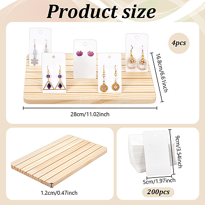 4Pcs Wooden Jewelry Earring Display Card Storage Slotted Stands ODIS-AR0001-18-1