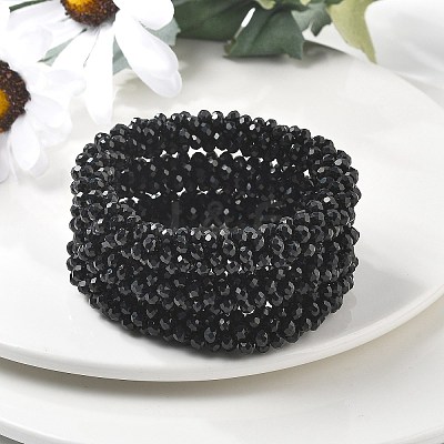 Faceted Opaque Glass Beads Stretch Bracelets BJEW-S144-002E-01-1