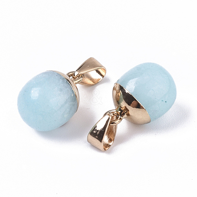Top Golden Plated Natural White Jade Pendants X-G-T131-03P-1