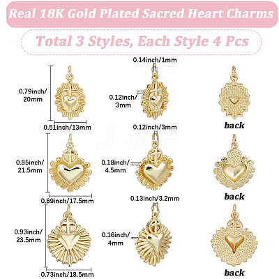 12Pcs 3 Styles Brass Pendants KK-BBC0017-81-1