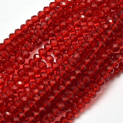 Faceted Rondelle Transparent Glass Beads Strands LS-EGLA-J134-3x2mm-B02-1