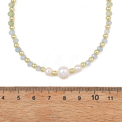 Gradient Color Gemstone & Natural Cultured Freshwater Pearl Beaded Necklaces NJEW-JN06316-1