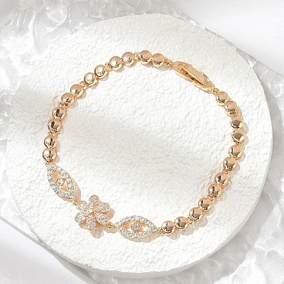 Brass Micro Pave Cubic Zirconia Link Chain Bracelets KK-R217-41G-1