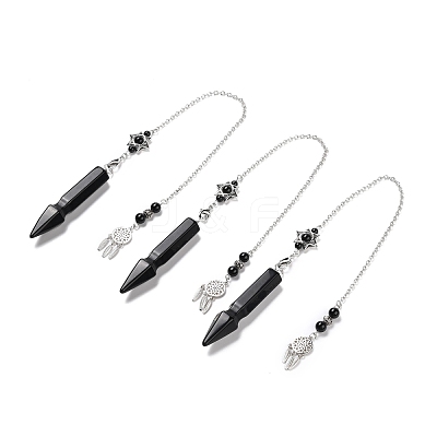 Natural Obsidian Pointed Dowsing Pendulums G-I322-01P-04-1
