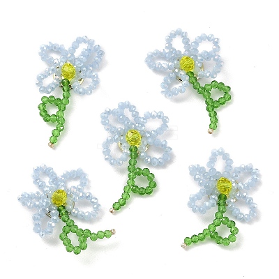 Handmade Glass Beaded Woven Cabochons GLAA-C028-01C-1