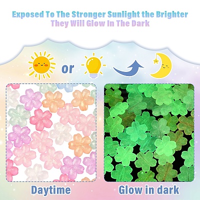 50Pcs Luminous Transparent Acrylic Beads LACR-YW0001-08-1