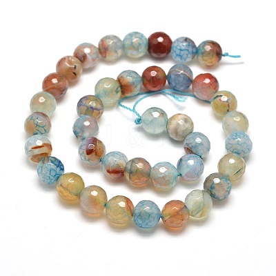 Dyed Natural Agate Faceted Round Beads Strands G-E268-20-1