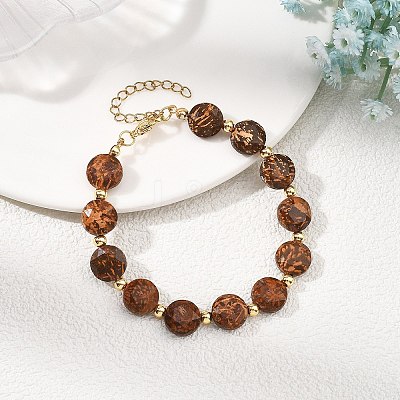 Natural Starburst Jasper & Brass Spacer Beads Beaded Bracelets for Women BJEW-JB14112-03-1