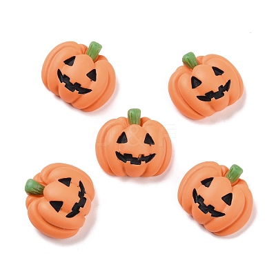 Pumpkin Opaque Resin Cabochons RESI-F031-05-1