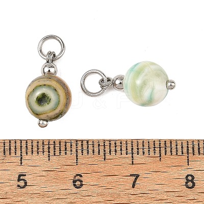 Natural Green Line Jasper Pendants PALLOY-JF06020-02-1