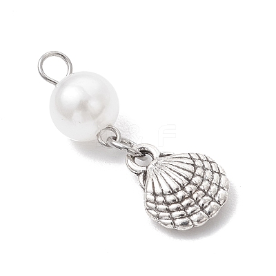 Ocean Themes Alloy & ABS Plastic Imitation Pearl Pendants PALLOY-JF03879-1