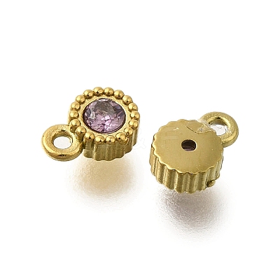 304 Stainless Steel Micro Pave Cubic Zirconia Charms STAS-U027-02G-09-1