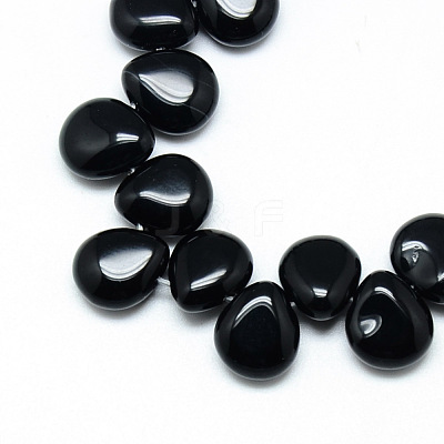 Natural Black Stone Beads Strands X-G-T005-01-1