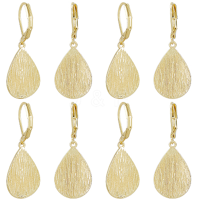 4 Pairs Teardrop Brass Leverback Earrings EJEW-HS0001-21G-1