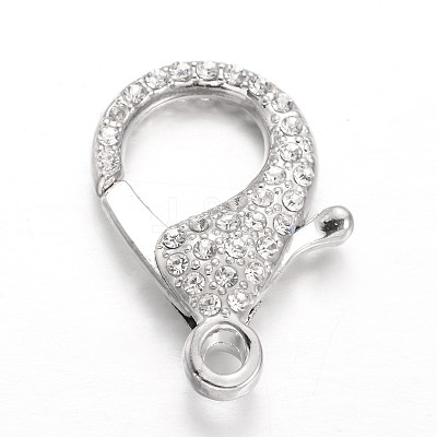 Alloy Rhinestone Lobster Claw Clasps PALLOY-L166-01P-1