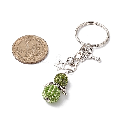 Alloy with Glass Seed Beads Keychain KEYC-MZ00010-05-1