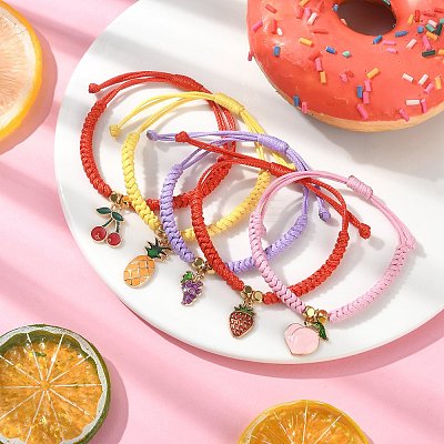 Alloy Enamel Fruit Charm Bracelet BJEW-JB09848-1