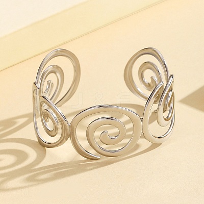 304 Stainless Steel Cuff Bangles for Women BJEW-D384-02P-1