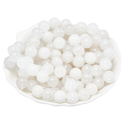 Round Natural White Jade Beads Strands G-NB0005-14A-1